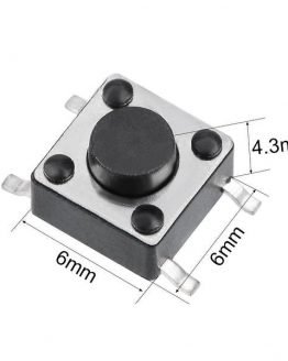 Бутон за платка 6x6x4.3мм 12VDC/50mA SPST
