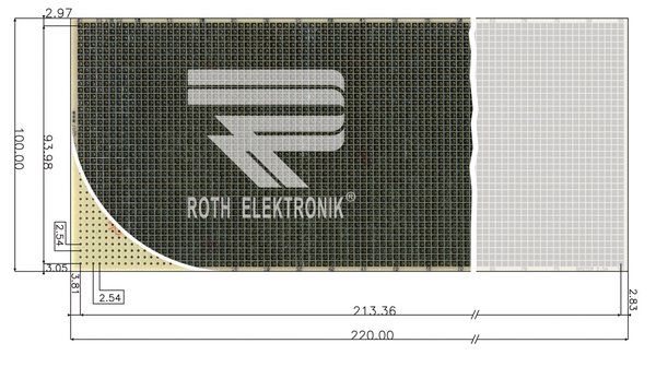 Едностранна универсална платка RE210-S2 100×220мм