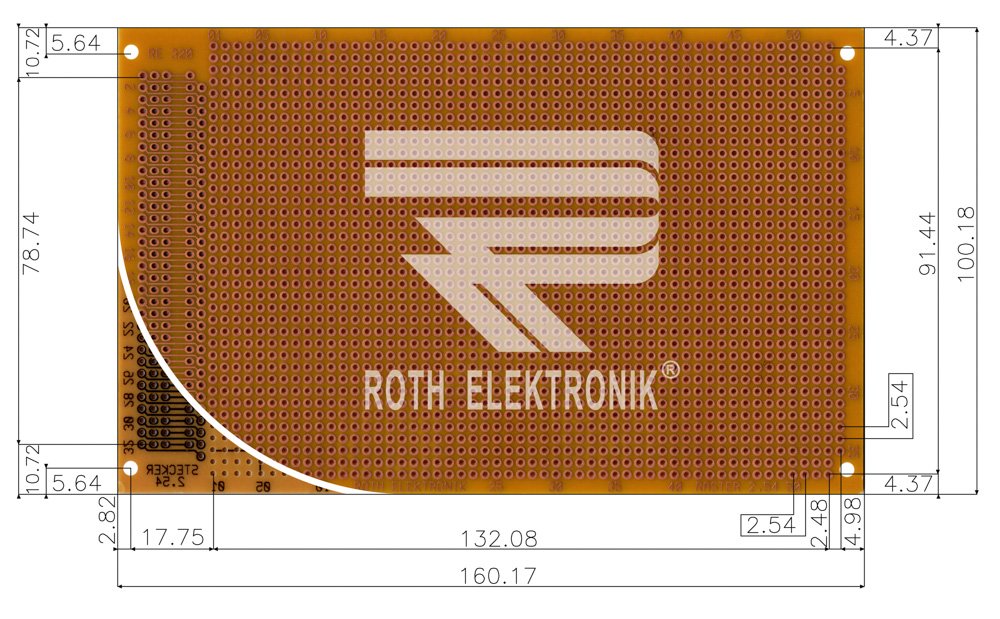 Едностранна универсална платка RE320-HP 100×160мм