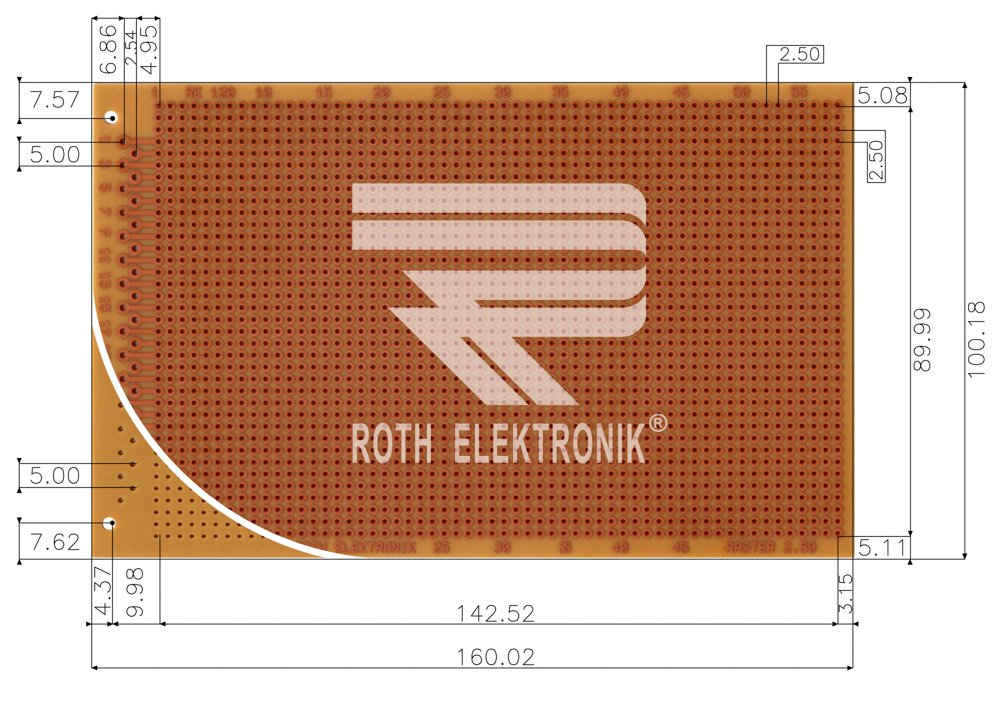 Едностранна универсална платка RE120-HP 100×160мм