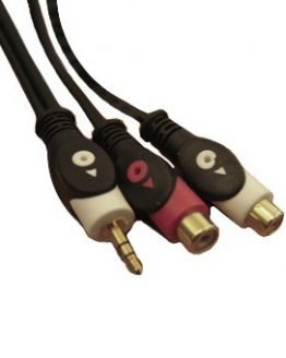 Кабел 3.5мм мъжки/2RCA женски 2xф4мм 0.2м