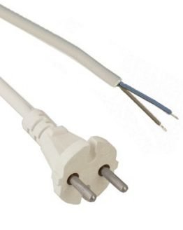 Кабел захранващ шуко 2x0.75мм2 2м бял