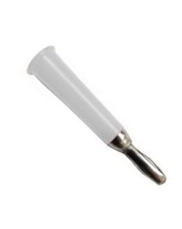 Съединител банан мъжки кабелен коничен бял