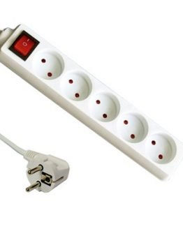 Разклонител 5-ца 3×1.00мм2 1.5м с ключ бял