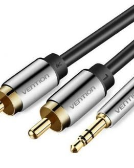 Кабел 2xRCA стерео жак 3.5мм 1м, черен