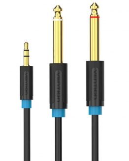 Кабел жак 3.5мм към 2×6.3мм мъжки 5м