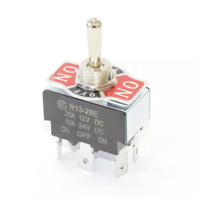 Превключвател с лост R13-28E-01-HPH 12VDC/20A DP3T